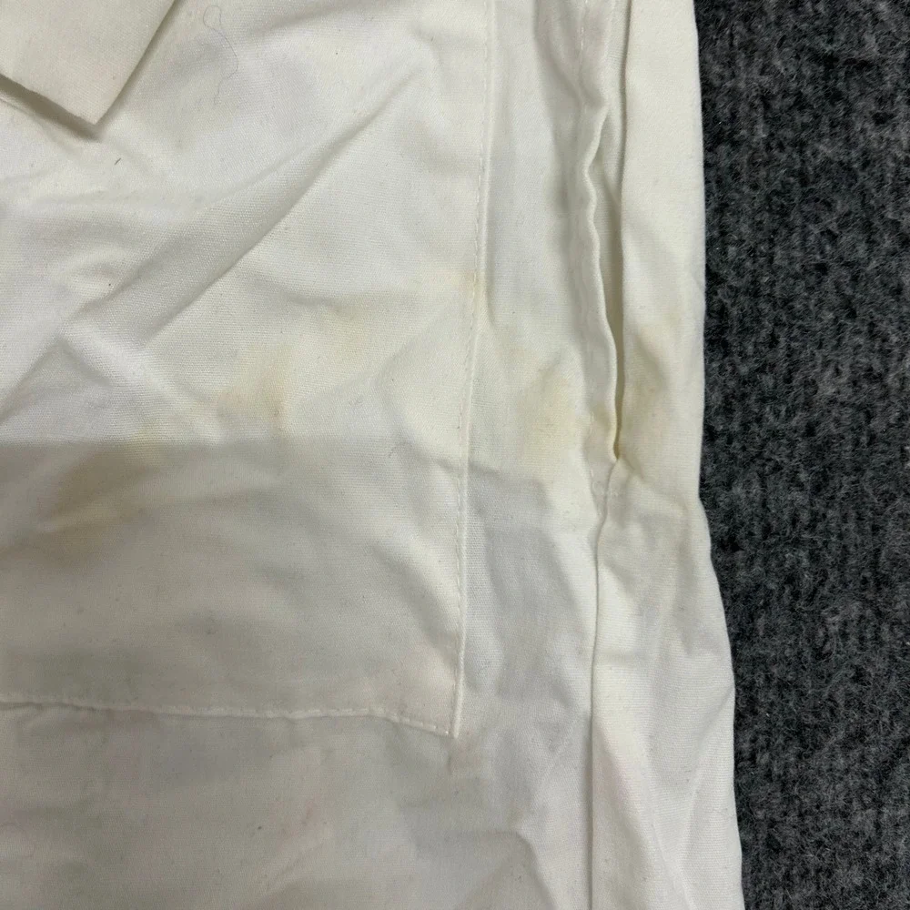 Landau Lab Coat Womens Size 8 White Medical Professional Long Sleeve Stained